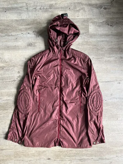 Pre-owned Prada 1999  Tech Shell Jacket Quilted Elbow Patches Utility In Red