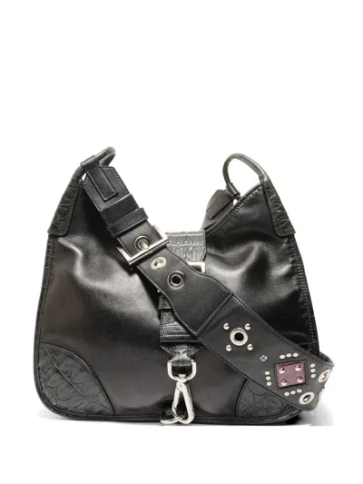 Pre-owned Prada 1999-2010 Studded Leather Shoulder Bag In Black