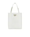 Prada Floral-embossed Leather Tote Bag In White