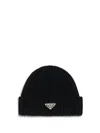 Prada Pr1hc3902dzlf0002bb Ribbed Wool Beanie In Black