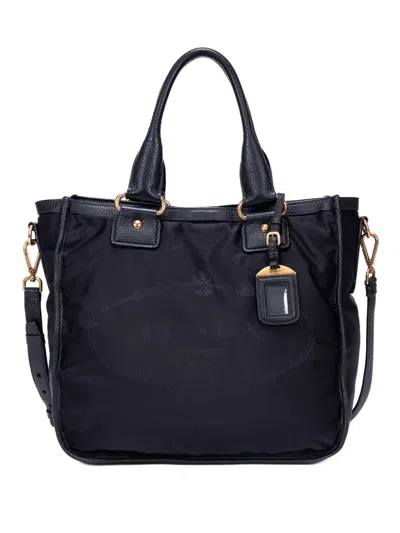Pre-owned Prada 2-way Top Handles Shoulder Bag In Black