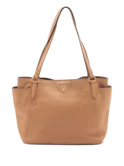 Pre-owned Prada 2000-2010s Leather Tote Bag In Brown