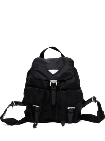 Pre-owned Prada 2000-2010s Triangle Logo Backpack In Black