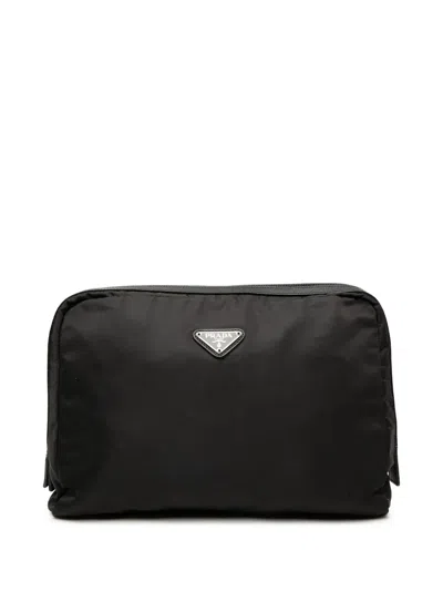 Pre-owned Prada 2000-2012 Tessuto Cosmetic Pouch In Black