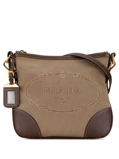 Pre-owned Prada 2000-2013 Canapa Logo Crossbody Bag In Brown