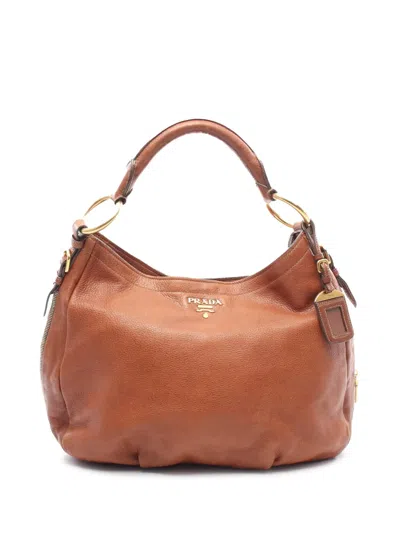 Pre-owned Prada 2000-2013 Cervo Antik Hobo Bag In Brown
