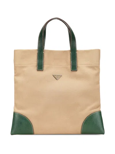 Pre-owned Prada 2000-2013 Cinghiale Trimmed Canapa Tote Bag