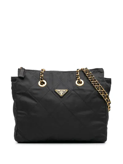 Pre-owned Prada 2000-2013 Medium Tessuto Impuntu Tote Bag In Black