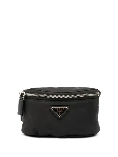 Pre-owned Prada 2000-2013 Mini Re-nylon Travel Arm Pouch In Black