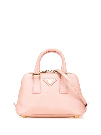 Pre-owned Prada 2000-2013 Mini Saffiano Lux Promenade Satchel In Pink