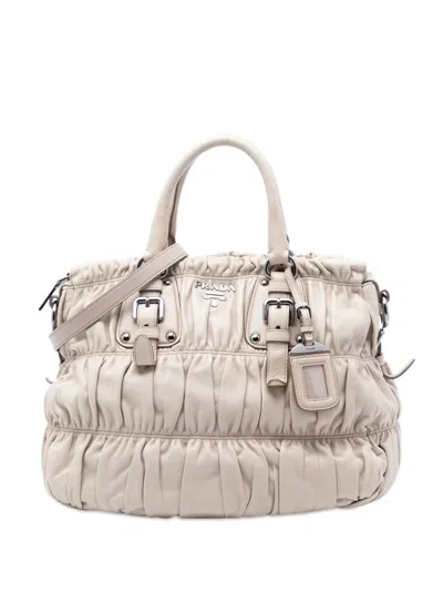 Pre-owned Prada 2000-2013 Nappa Gaufre Satchel In Brown