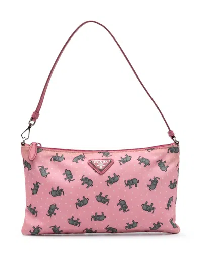 Pre-owned Prada 2000-2013 Printed Tessuto St Elephant Pochette Shoulder Bag