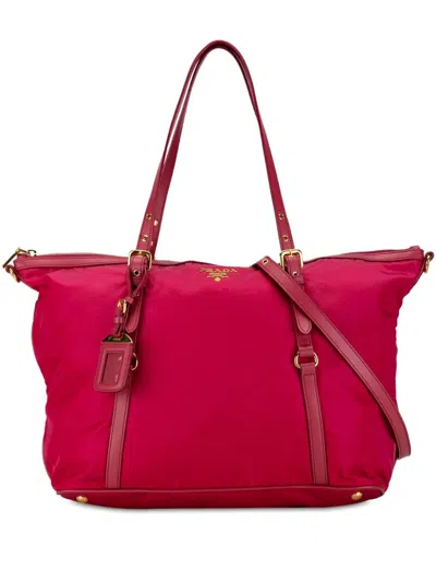 Pre-owned Prada 2000-2013 Saffiano-trimmed Tessuto Satchel In Pink
