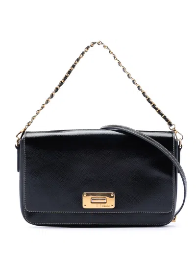 Pre-owned Prada 2000-2013 Saffiano Vernice Satchel In Black