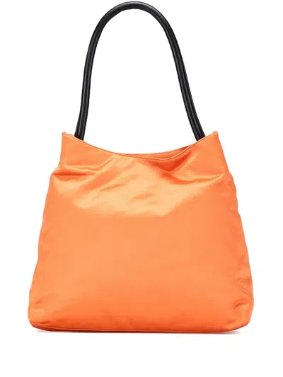 Pre-owned Prada 2000-2013 Satin Tote Bag In Orange