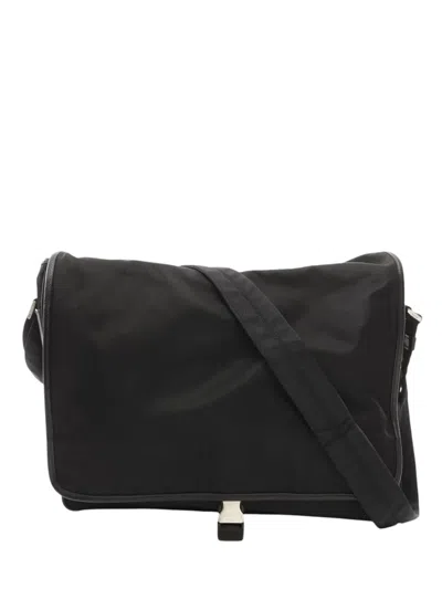 Pre-owned Prada 2000-2013 Tessuto Buckle Messenger Bag Crossbody Bag In Black