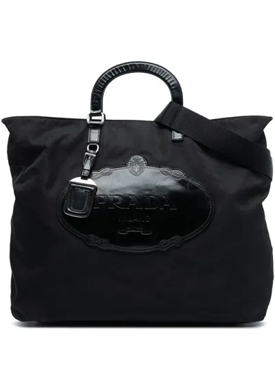 Pre-owned Prada 2000-2013 Tessuto Canapa Logo Satchel In Black