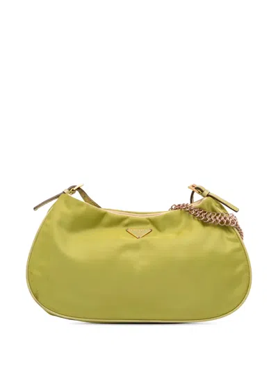 Pre-owned Prada 2000-2013 Tessuto Chain Shoulder Bag In Green