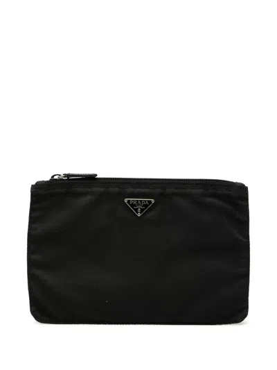 Pre-owned Prada 2000-2013 Tessuto Cosmetic Pouch Clutch Bag In Black