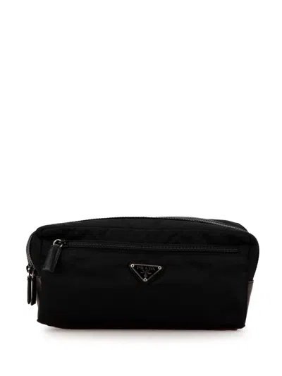 Pre-owned Prada 2000-2013 Tessuto Double Zip Pouch In Black