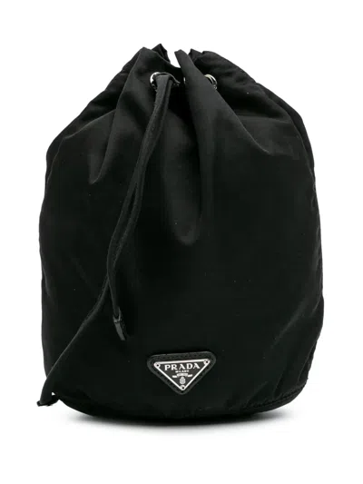Pre-owned Prada 2000-2013 Tessuto Drawstring Pouch In Black