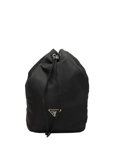 Pre-owned Prada 2000-2013 Tessuto Drawstring Pouch In Black