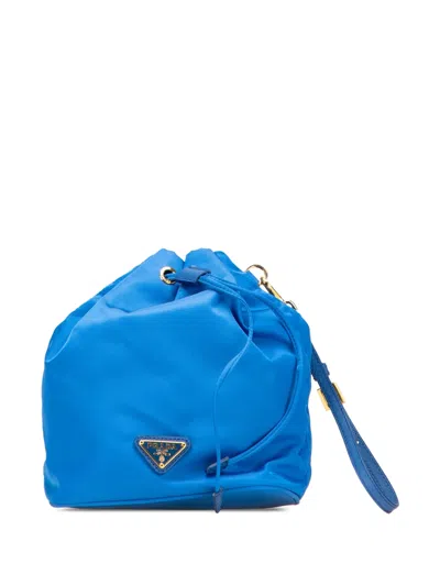 Pre-owned Prada 2000-2013 Tessuto Drawstring Pouch In Blue