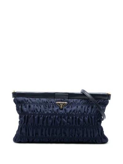 Pre-owned Prada 2000-2013 Tessuto Gaufre Crossbody Bag In Blue