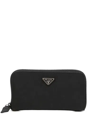 Pre-owned Prada 2000-2013 Tessuto Zip Around Wallet Long Wallets