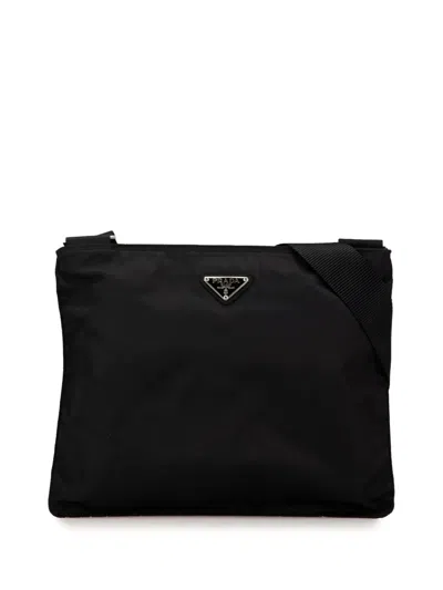 Pre-owned Prada 2000-2013 Tessuto Zip Top Crossbody Bag In Black