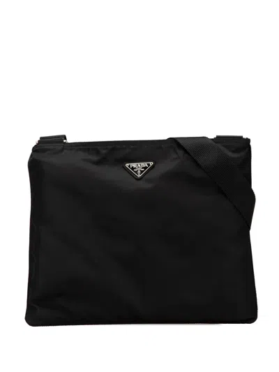 Pre-owned Prada 2000-2013 Tessuto Zip Top Crossbody Bag In Black