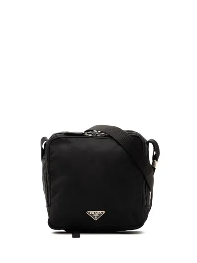 Pre-owned Prada 2000-2013 Tessuto Zip Top Crossbody Bag In Black