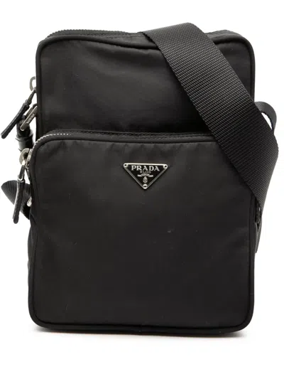 Pre-owned Prada 2000-2013 Tessuto Zip Top Crossbody Bag In Black