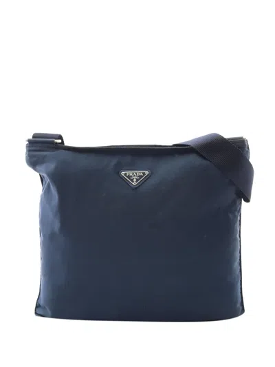 Pre-owned Prada 2000-2013 Tessuto Zip Top Crossbody Bag In Blue