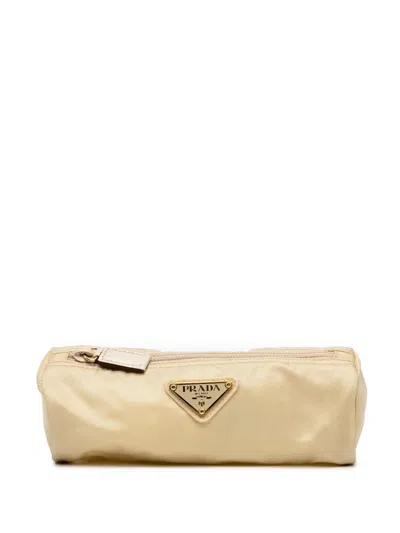 Pre-owned Prada 2000-2013 Vela Cosmetic Pouch In Yellow