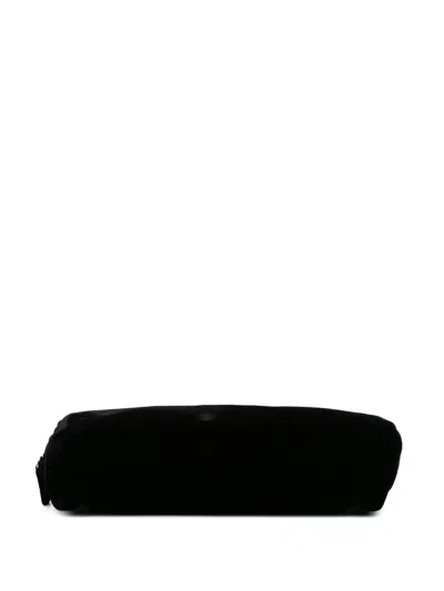 Pre-owned Prada 2000-2013 Velvet Clutch Bag In Black