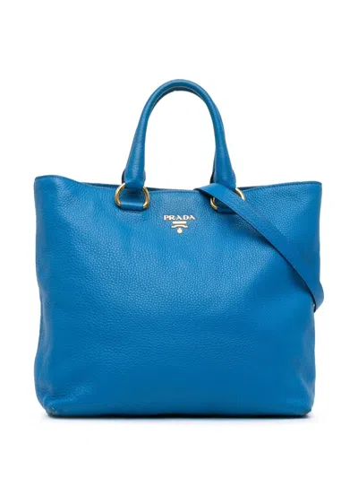 Pre-owned Prada 2000-2013 Vitello Daino Satchel In Blue