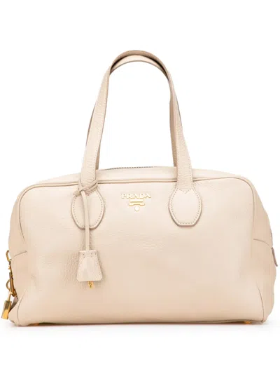 Pre-owned Prada 2000-2013 Vitello Daino Shoulder Bag In White