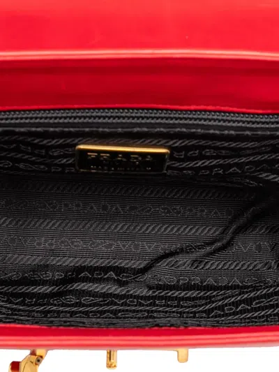 Pre-owned Prada 2000-2013 Vitello Lux Embleme Top Handle Bag Handbag In Red