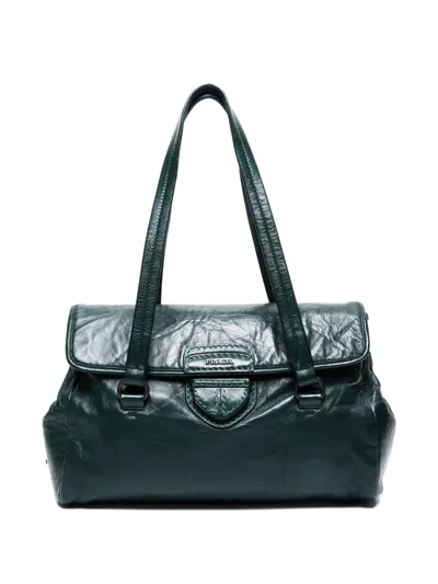 Pre-owned Prada 2000-2015 Leather Shoulder Bag In Green