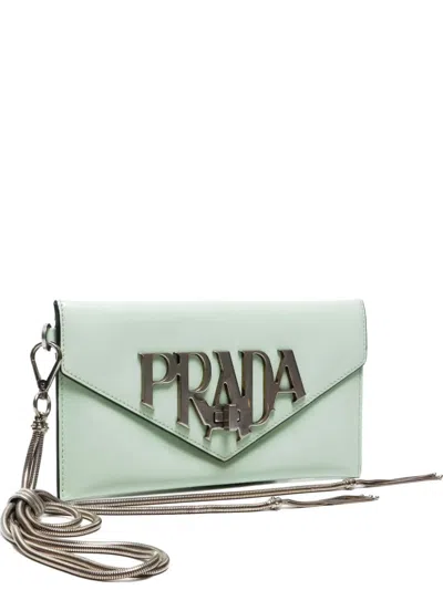 Pre-owned Prada 2000-2015 Logo-clasp Clutch Bag In Green