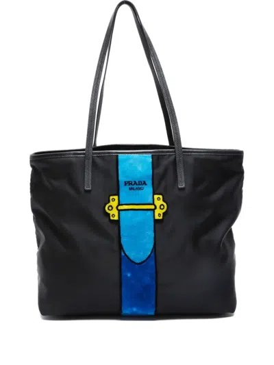 Pre-owned Prada 2000-2015 Logo-print Tote Bag In Black