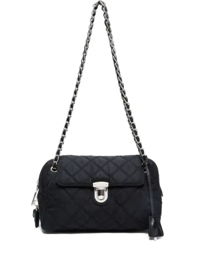 Pre-owned Prada 2000-2015 Quilted Chain Shoulder Bag In Black