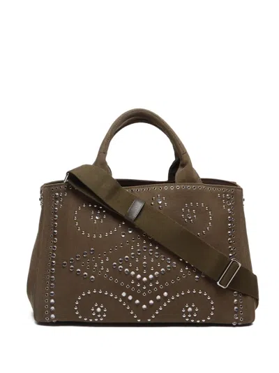 Pre-owned Prada 2000-2020 Canapa M 2way Bag In Green