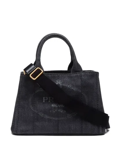 Pre-owned Prada 2000-2020 Canapa S Two-way Tote Bag In Black