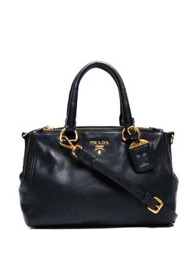 Pre-owned Prada 2000-2020 Leather 2way Tote Bag In Black