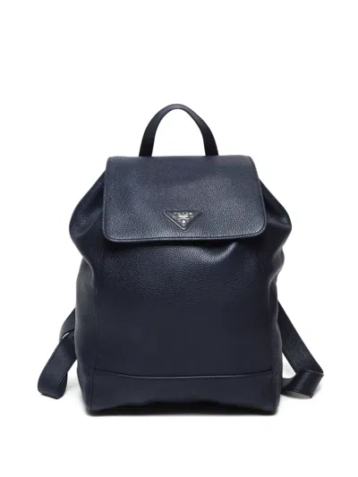 Pre-owned Prada 2000-2020 Leather Backpack In Blue