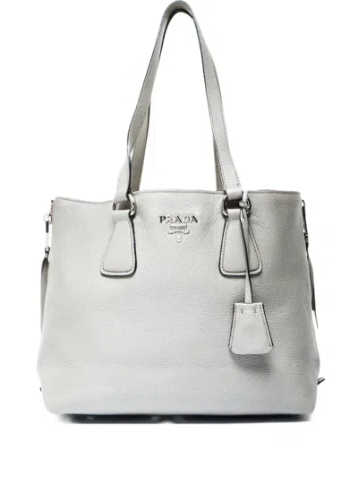 Pre-owned Prada 2000-2020 Leather Shoulder Bag In Gray