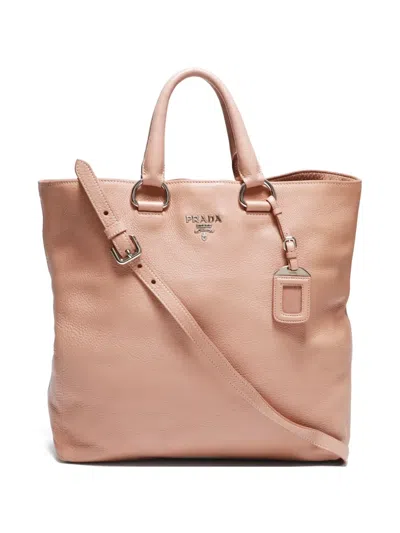 Pre-owned Prada 2000-2020 Logo-lettering Two-way Handbag In Pink