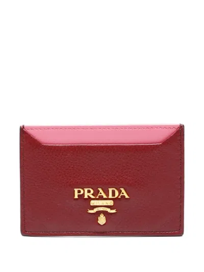 Pre-owned Prada 2000-2020 Logo-plaque Cardholder In Red